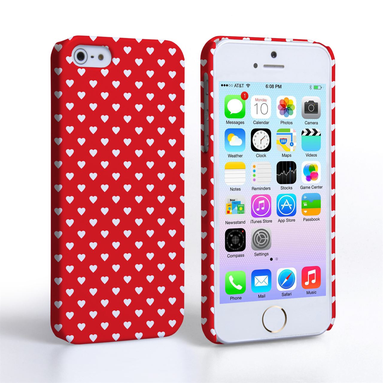 Caseflex Iphone 5 5s Cute Hearts Case Red Mobile