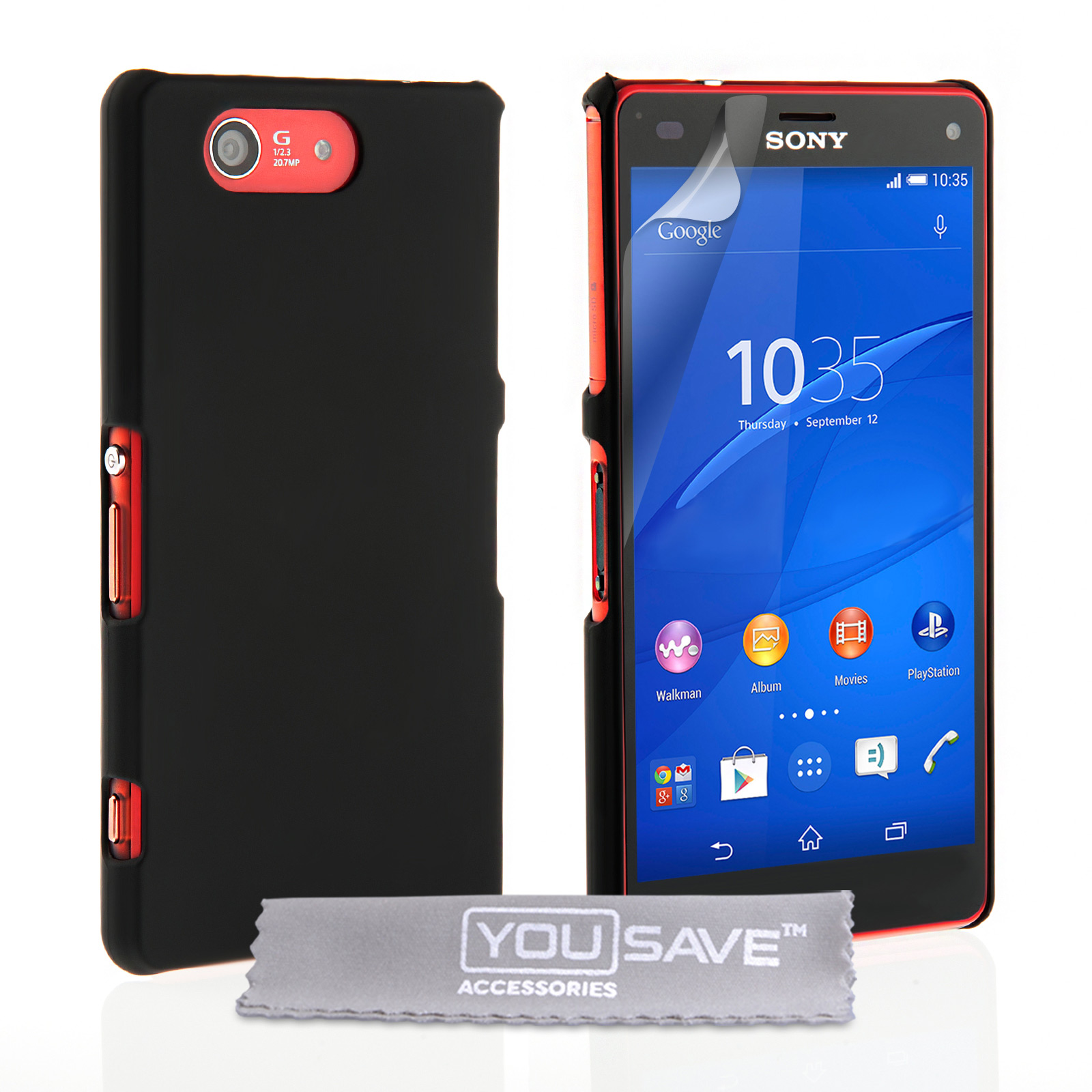 YouSave Sony Xperia Z3 Compact Hard Case Black Mobi