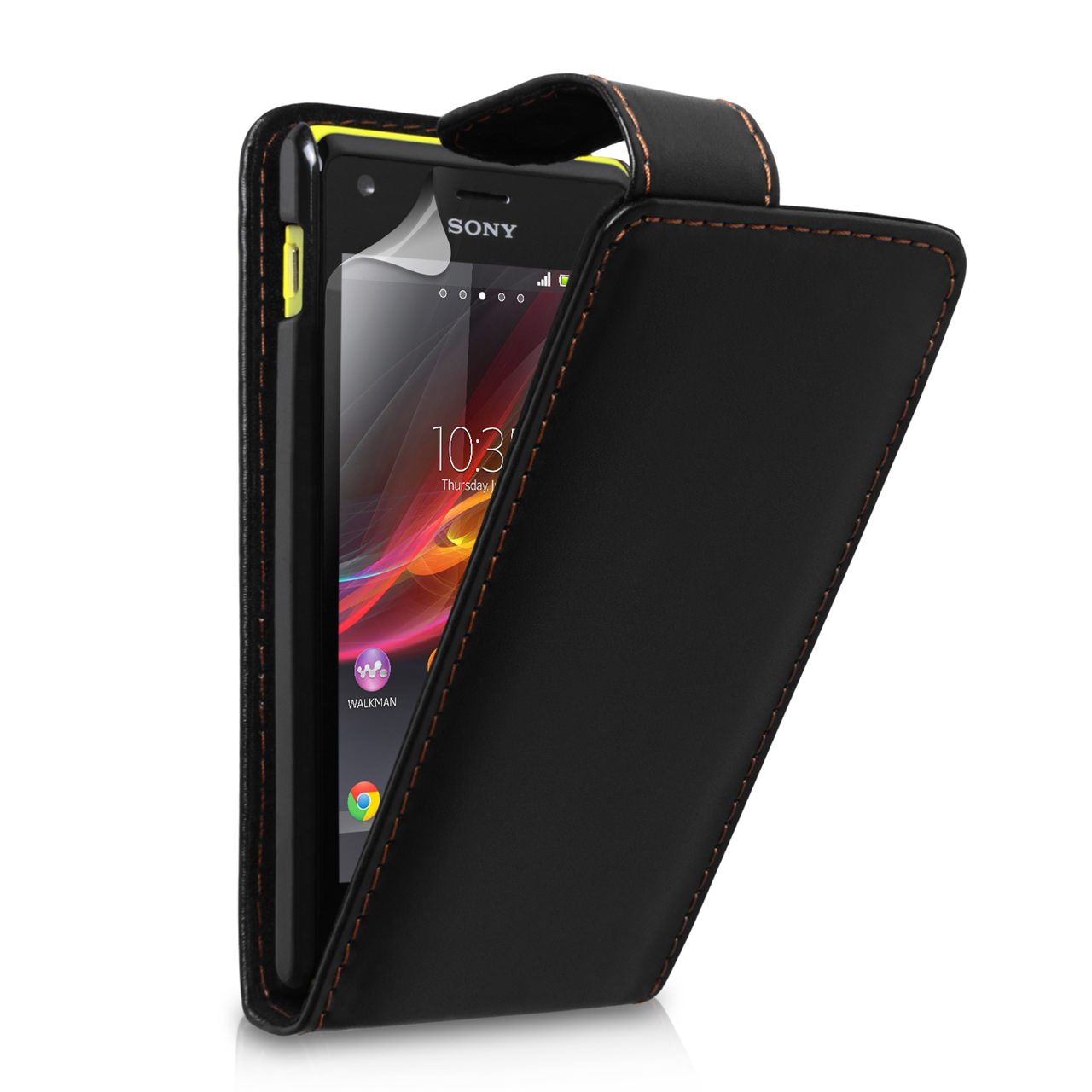 Sony Xperia M Black Leather Effect Flip Case | Mobile M