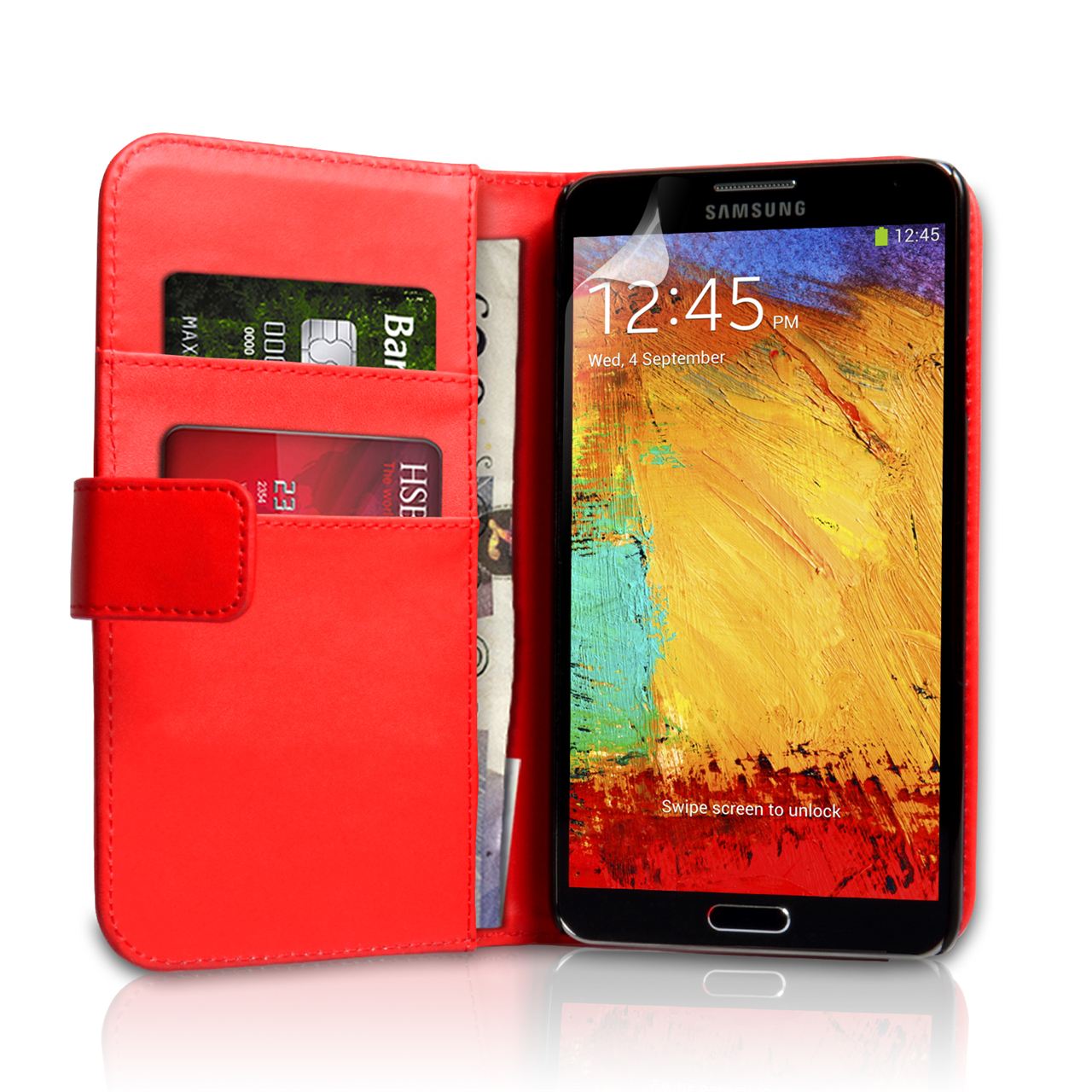 Samsung Galaxy Note 3 Leather-Effect Wallet Case - Red