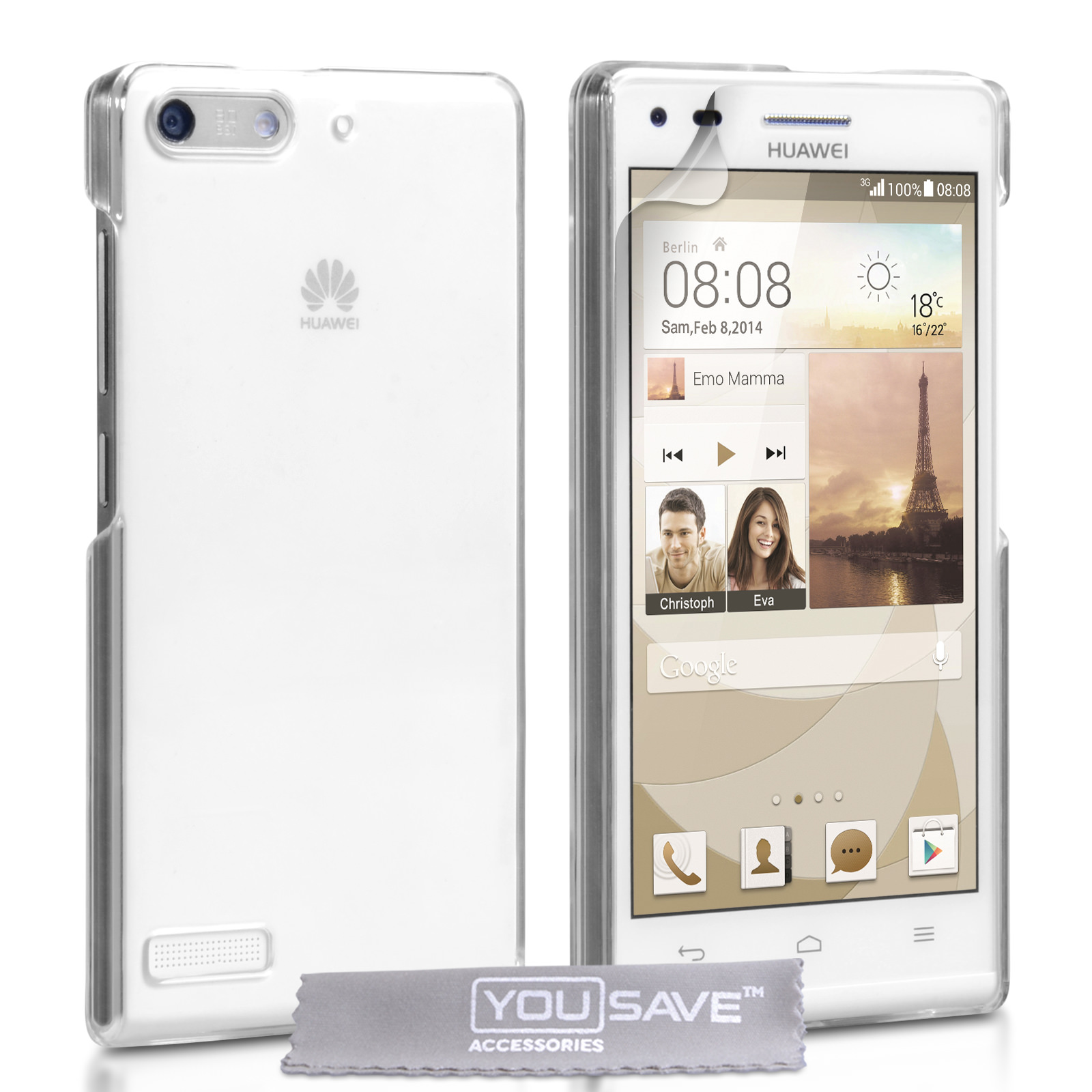 buitenste Flikkeren grind YouSave Accessories Huawei Ascend G6 Hard Case - Crystal Clear