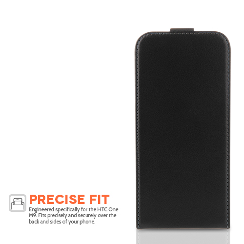 Caseflex HTC M9 Real Leather Flip Case - Black | Mobile