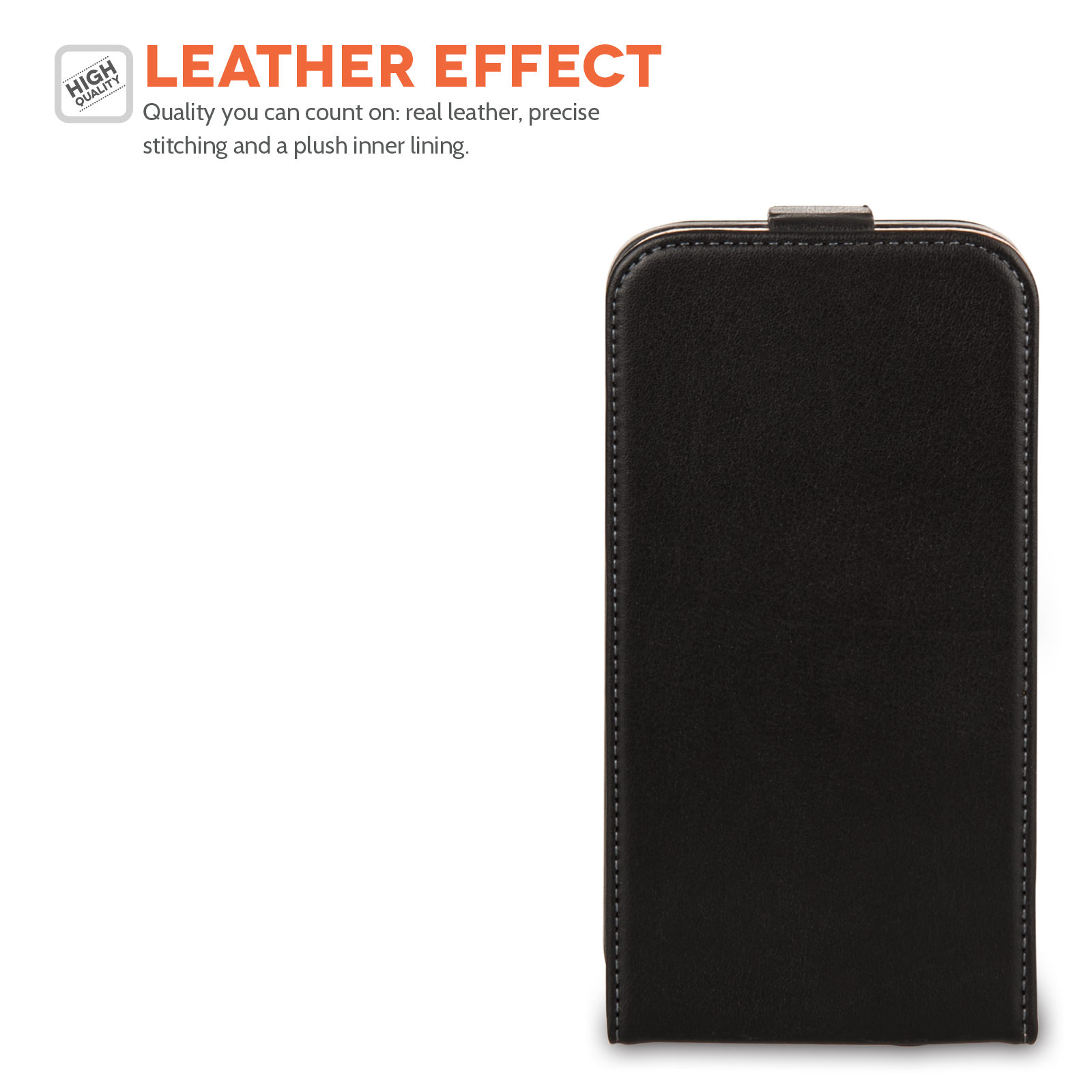 Caseflex Samsung Galaxy J5 Real Leather Flip Case - Bla