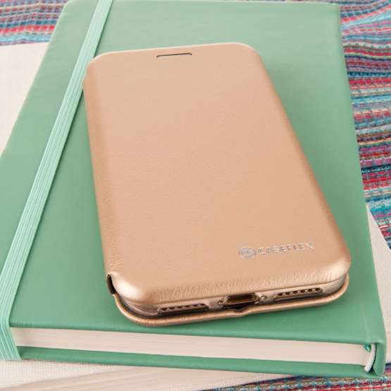 Caseflex iPhone 7 PU Leather Stand Wallet with Felt Lining/ID Slots - Gold