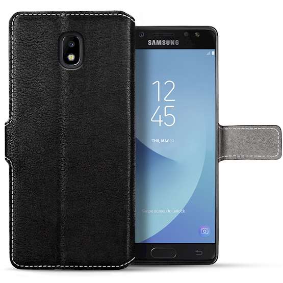 Samsung Galaxy J3 2017 Pu Leather Slim Wallet Stand Case Black 3817