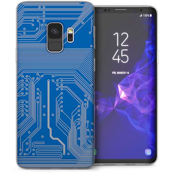 Samsung Galaxy S9 Microchip Print TPU Gel Case – Blue