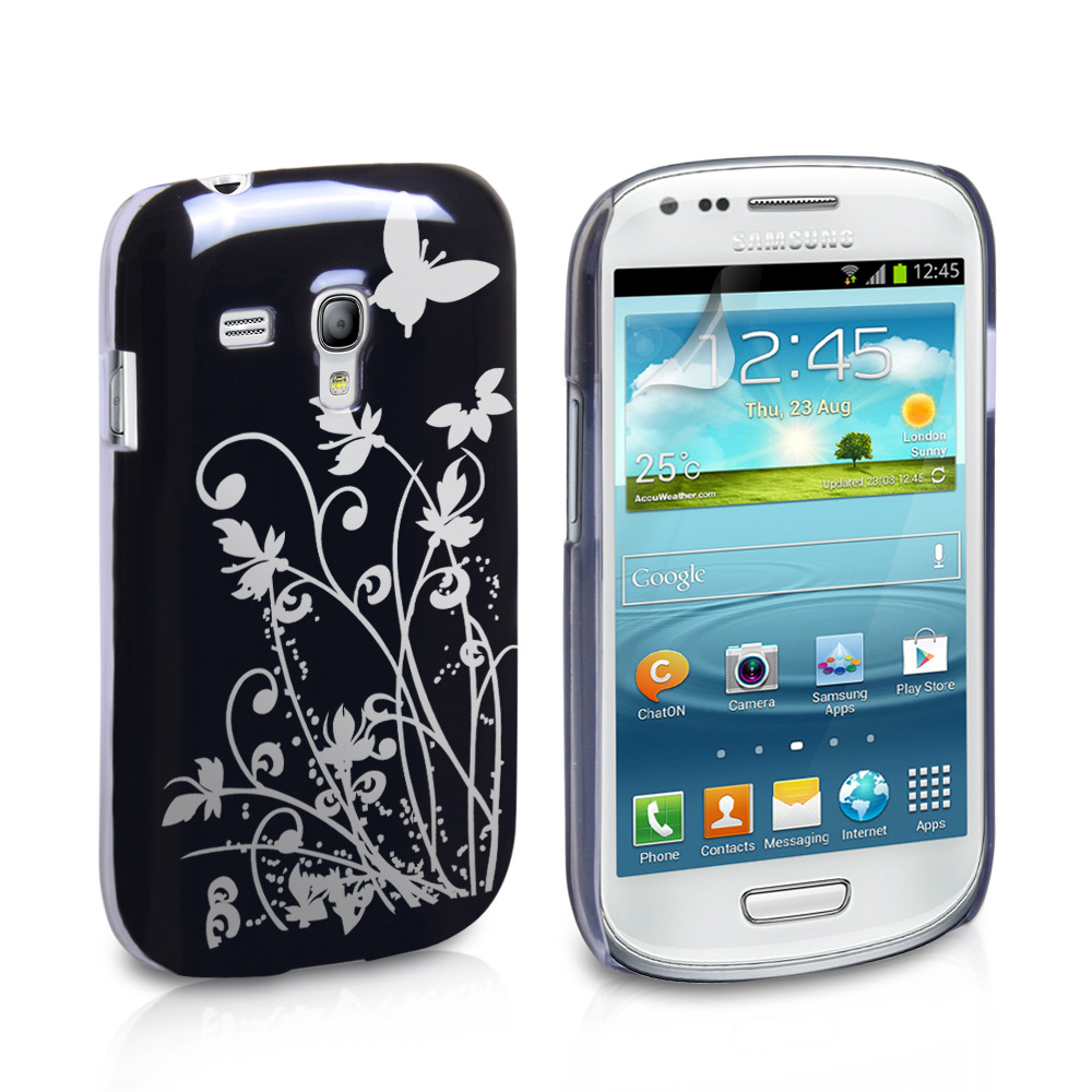Ontwikkelen kogel Rommelig YouSave Samsung Galaxy S3 Mini Floral Butterfly Case - Black-Silver
