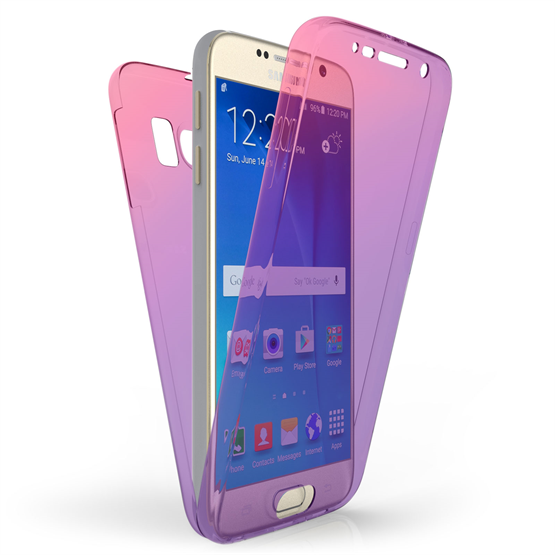 SAMSUNG GALAXY S6 FULL BODY 360 TPU GEL CASE  - PINK & PURPLE