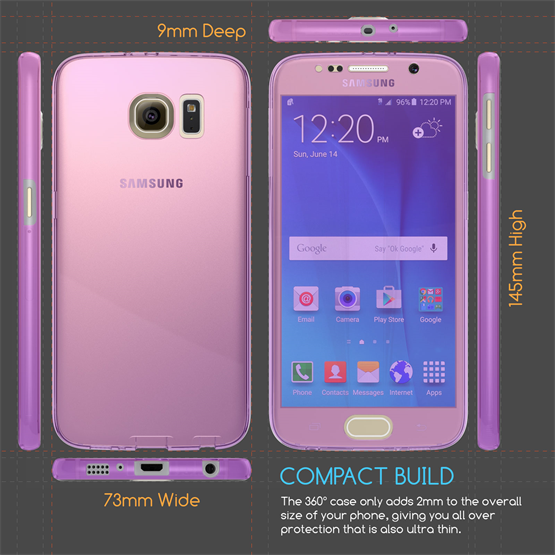 SAMSUNG GALAXY S6 FULL BODY 360 TPU GEL CASE  - PINK & PURPLE