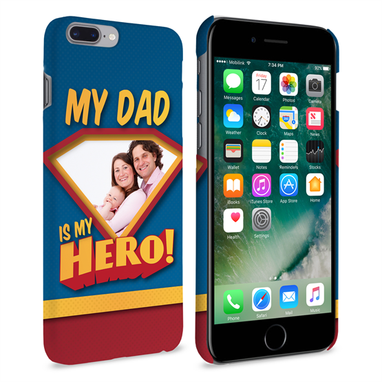 Caseflex iPhone 7 Plus My Dad, My Hero Customised Photo (Blue) Case 