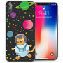 Apple iPhone X Cartoon Space Cat TPU Gel Case - Black